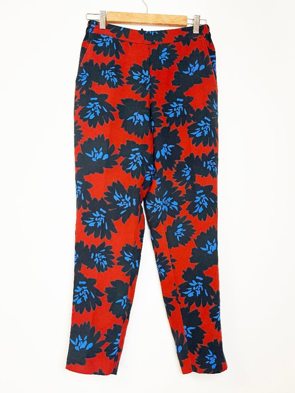 J.Crew Firework Floral Statement Pants Size 6 Red Blue Black Ankle Pants Preppy